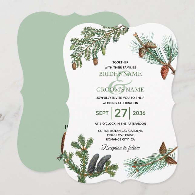 Convite Casamento com a Floresta de Pinheiros Russos (Frente/Verso)