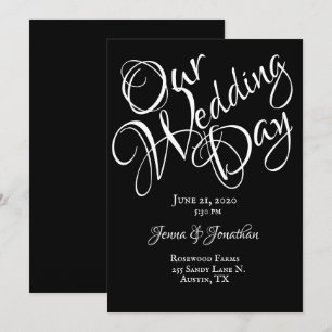 Convite Casamento com a Fonte Black & White Pretty Script