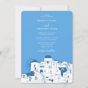 Convite Casamento com a ilha grega de destino Santorini