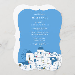 Convite Casamento com a ilha grega de destino Santorini
