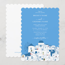 Convite Casamento com a ilha grega de destino Santorini