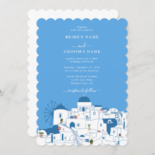 Convite Casamento com a ilha grega de destino Santorini