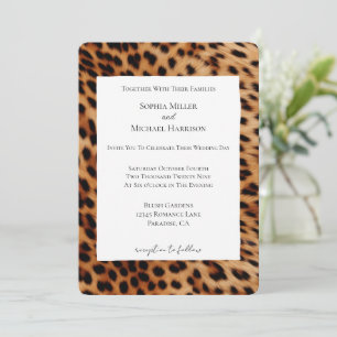 Convite Casamento com a impressão de animais Brown Leopard