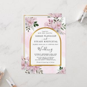 Convite Casamento com a Magnolia Floral Elegante