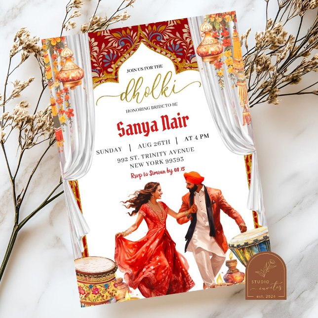 Convite Casamento com a Noite de Dholki (Criador carregado)