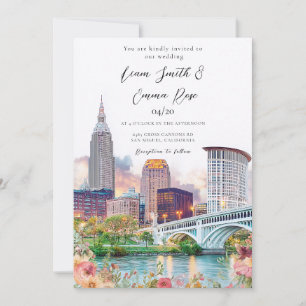 Convite Casamento com a Paisagem Urbana de Cleveland