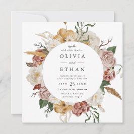 Convite Casamento com a Praça da Frame Floral do Jardim Vi