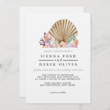 Casamento com a praia de Coral & Seashell