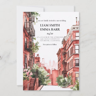 Convite Casamento com a Silhueta da Cidade de Nova York