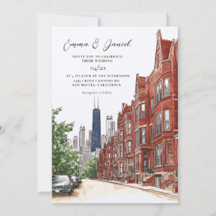 Convite Casamento com a Silhueta de Chicago