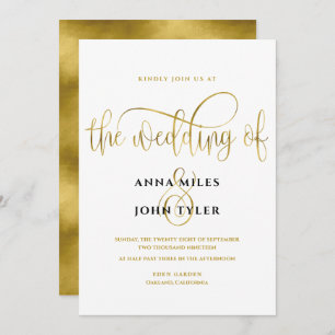 Convite Casamento com a Tipografia Gold Foil