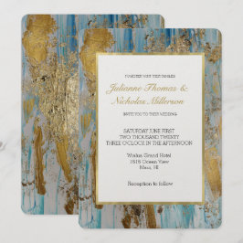 Convite Casamento com Abstrato Azul de Aqua