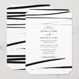 Convite Casamento com Abstrato branco preto moderno