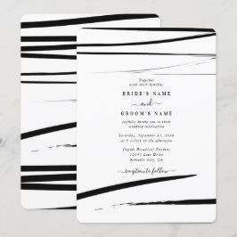 Convite Casamento com Abstrato branco preto moderno