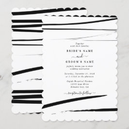 Convite Casamento com Abstrato branco preto moderno