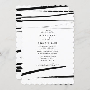 Convite Casamento com Abstrato branco preto moderno