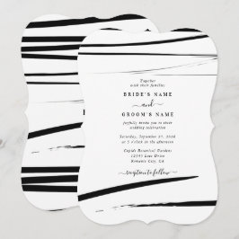 Convite Casamento com Abstrato branco preto moderno