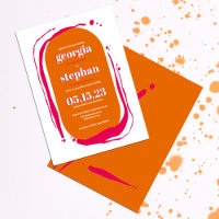 Casamento com Abstrato cor-de-rosa-laranja Neon-ne