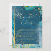 Casamento com Abstrato de Pavock Blue Dourado INK