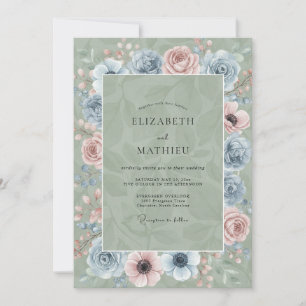 Convite Casamento com Aço Celadon e Flor de Cerejeira