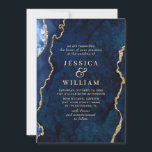 Convite Casamento com Agata Azul de Marble, Marinho Dourad<br><div class="desc">Convite para Casamento de Agatos Azuis Marble,  Marinho Dourado moderno.</div>