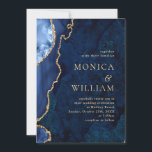 Convite Casamento com Agata Azul Marble, Marinho moderno<br><div class="desc">Convite De Casamento De Agatos Azuis De Marble Marinho Moderno.</div>
