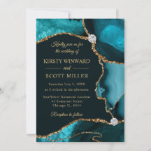 Casamento com Ágata Brilhante Falsa Azul e Dourado