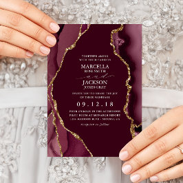 Convite Casamento com Ágata Burgundy & Gold