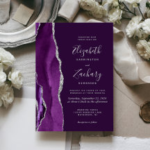 Casamento com Agata de Prata Roxo Moderno