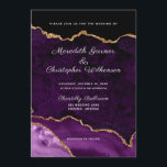 Convite Casamento com Agitação Dourada da Elegância Roxa<br><div class="desc">mármore roxo com Dourado Glitter elegante geode Wedding Invitation com fonte branca. Criado por © Casamentos Lesruba.</div>