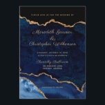 Convite Casamento com Agitação Dourada de Elegância Azul<br><div class="desc">Azul real com Dourado Convite para Casamento Agata elegante com Glitter. Criado por © Casamentos Lesruba.</div>