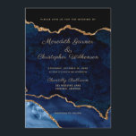 Convite Casamento com Agitação Dourada de Elegância Azul<br><div class="desc">Azul real com Dourado Convite para Casamento Agata elegante com Glitter. Criado por © Casamentos Lesruba.</div>