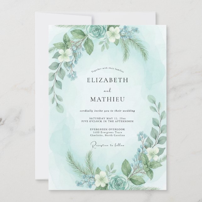Convite Casamento com Água-Mint Eucalipto (Frente)