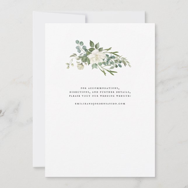 Convite Casamento com aguarela de eucalipto elegante  (Verso)