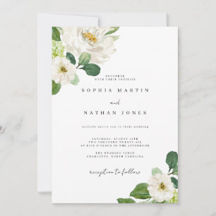 Convite Casamento com aguarela de greenery e marfim floral