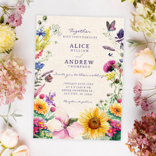 Convite Casamento com aguarela floral rústica