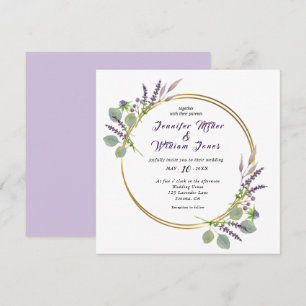Convite Casamento com aguarela Lavanda & Eucalipto