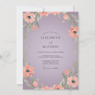 Convite Casamento com Amapola Rosa-Malva