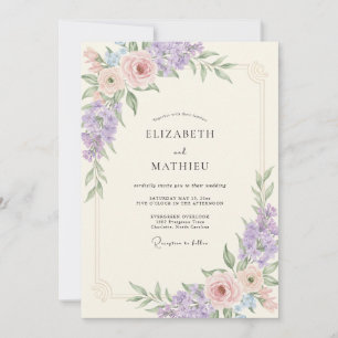 Convite Casamento com Amor-Perfeito Roxo Anastácia