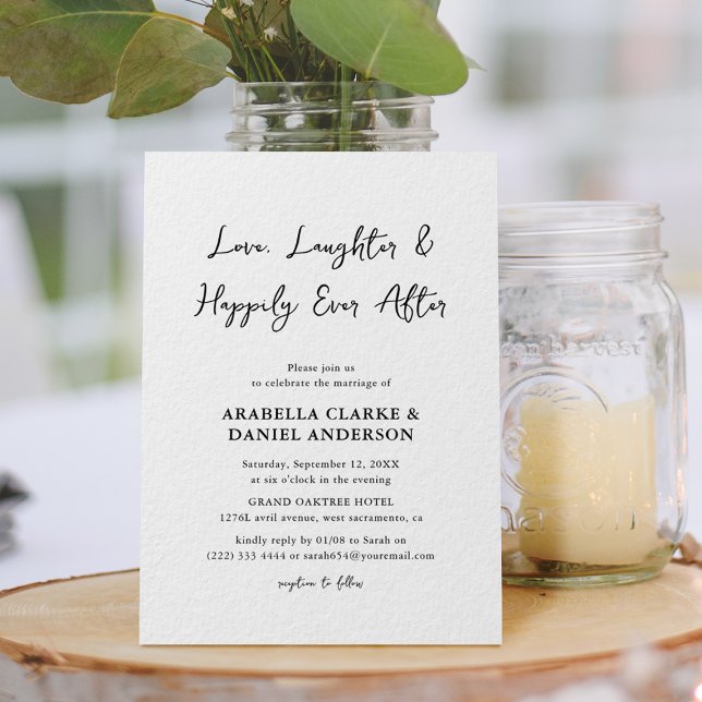 Convite Casamento com Amor, Riso e Feliz para Sempre (Criador carregado)
