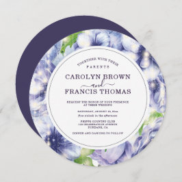 Convite Casamento com Anêmona Floral de Luxo Roxo