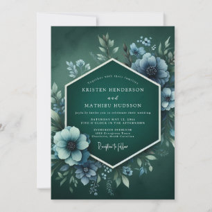 Convite Casamento com Anêmona Nebulosa Viridiana