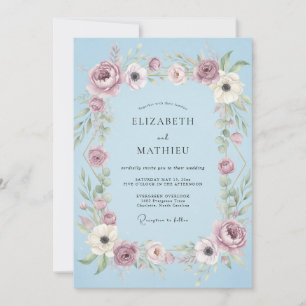 Convite Casamento com Anêmona Plum Sky