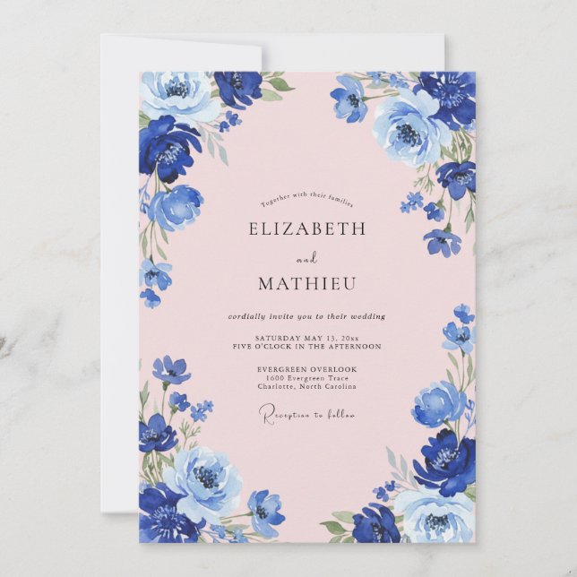 Convite Casamento com Anêmona Rosa Açafrão (Frente)