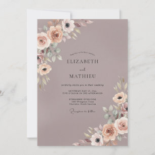 Convite Casamento com Anêmona Violeta Empoeirada