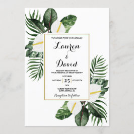 Convite Casamento com Anthurium branco e verde