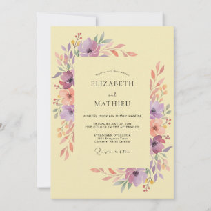 Convite Casamento com Aquarela Amarela Pálida Alegre