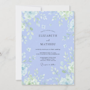 Convite Casamento com Aquarela Arejada de Periwinkle