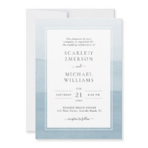 Casamento com Aquarela Azul Empoeirado Moderno
