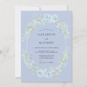 Convite Casamento com Aquarela Azul Sublime de Vinca